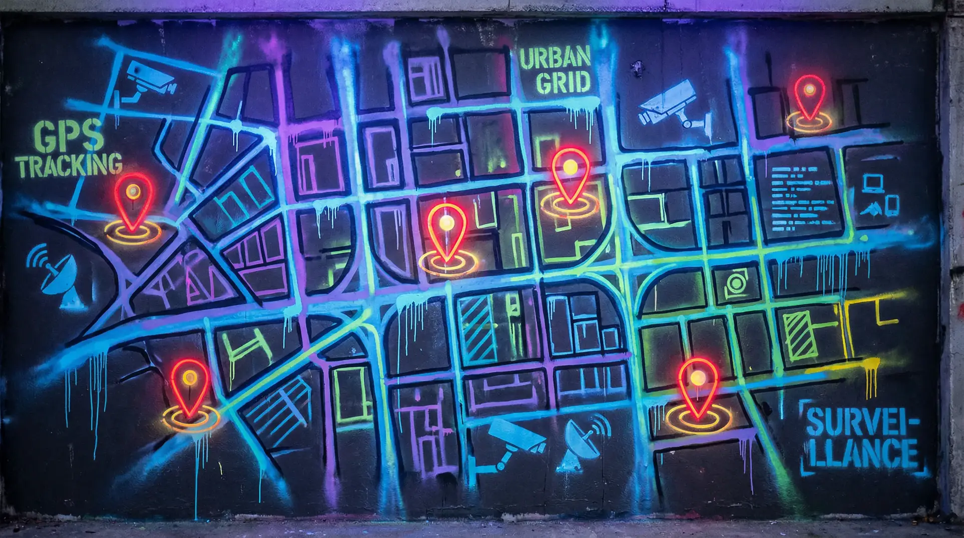 赤裸狂奔 狗仔追踪地图 - 城市涂鸦风格